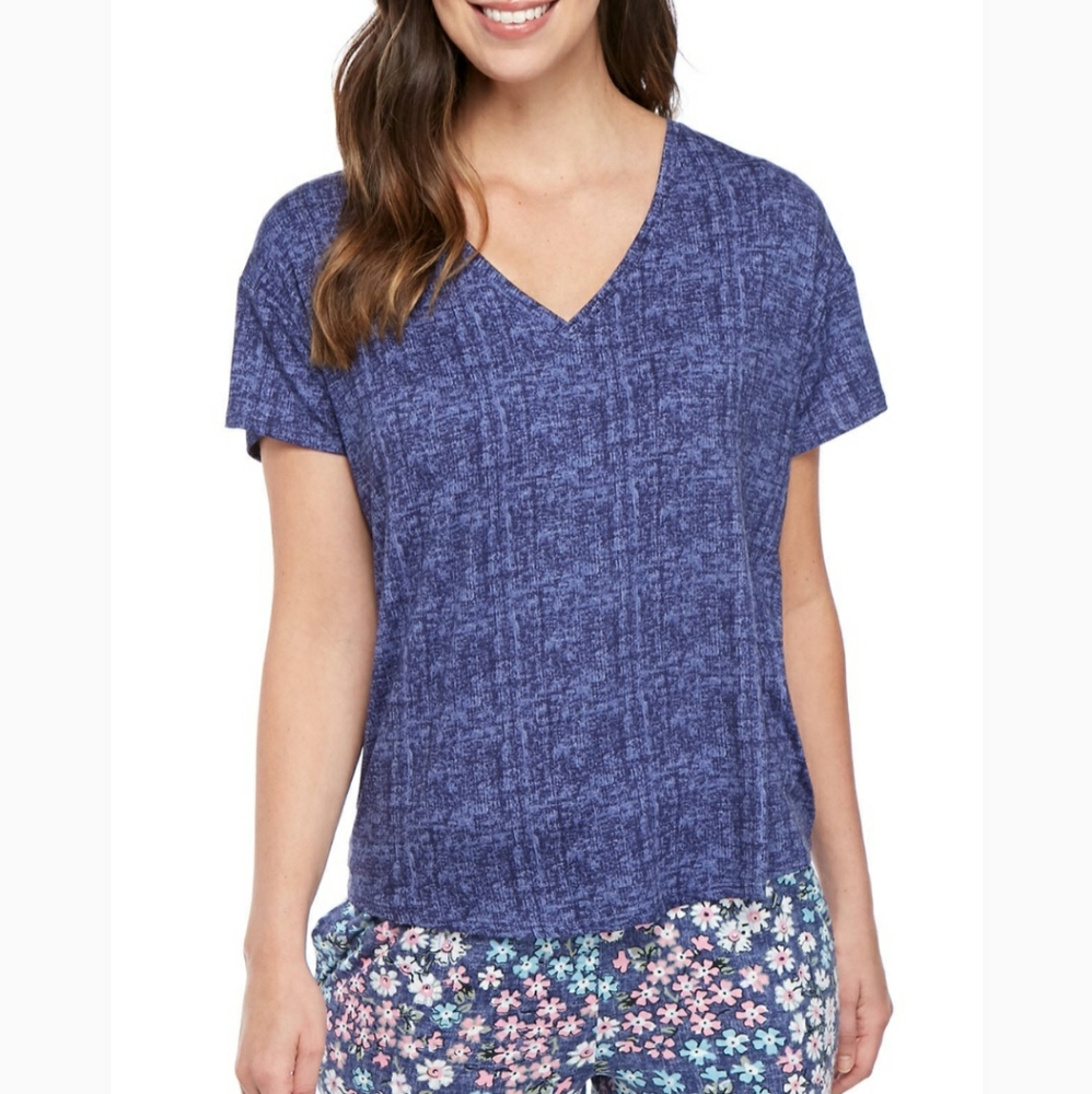 New Directions Gray Blue Lush Lux Sleep Top Sz S